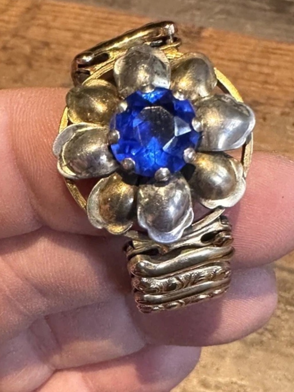 Art Deco Vintage Sweetheart Floral Bracelet Blue Stone From Co Star Sterling